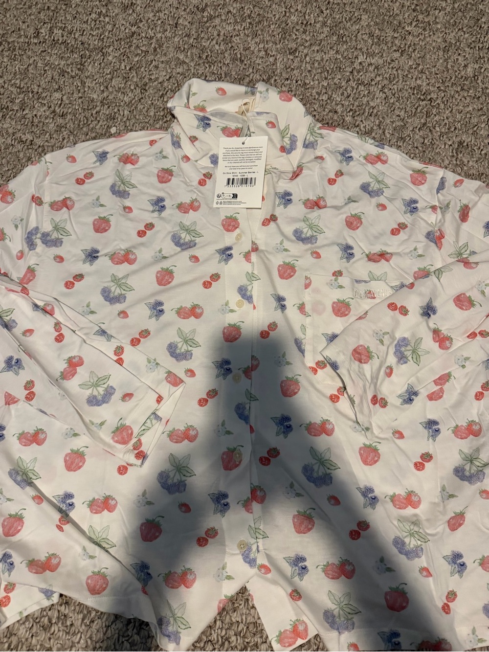 Djerf Avenue White Floral Cotton Pajama Top with Pink & Blue Motif - Picture 12 of 15